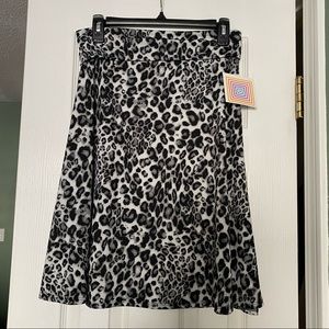 LuLaRoe Black and White Leopard Print A-line Skirt